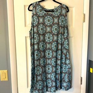 Blue patterned sack dress